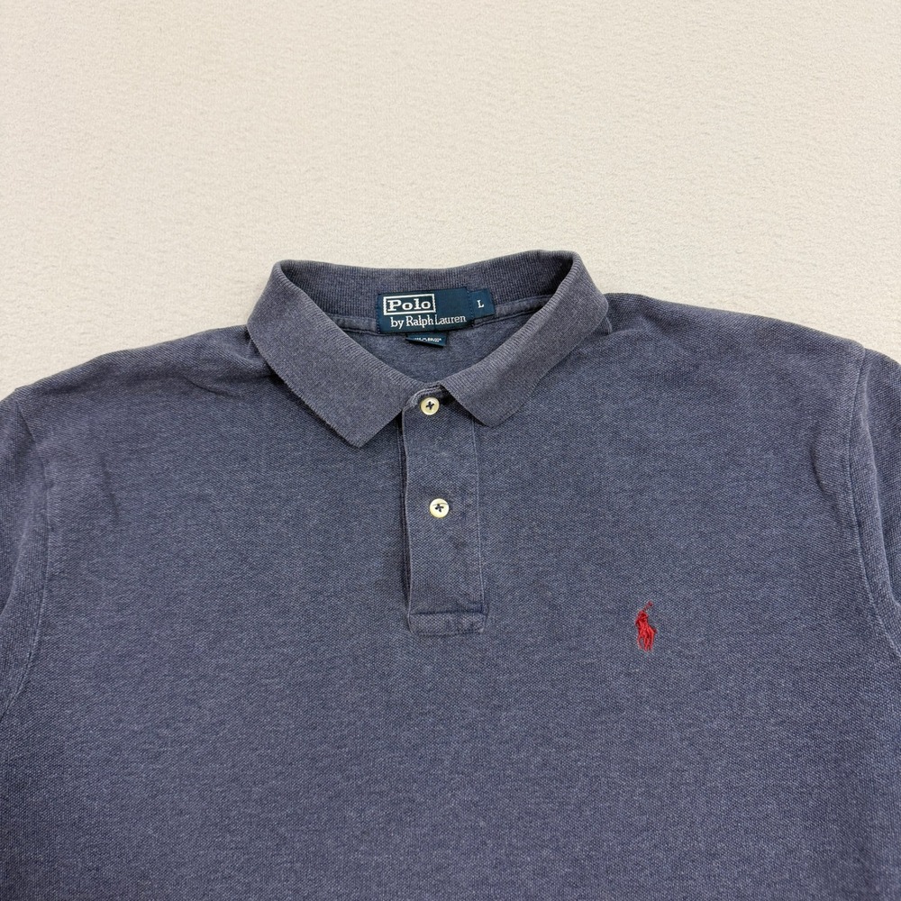 Vintage Polo Ralph Lauren Shirt Mens Large Blue Short Sleeve Pique Classic Pony